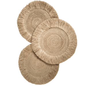 Raffia Boho Fringe Placemats SET OF 6 (Dia: 30 CM – 45 CM)