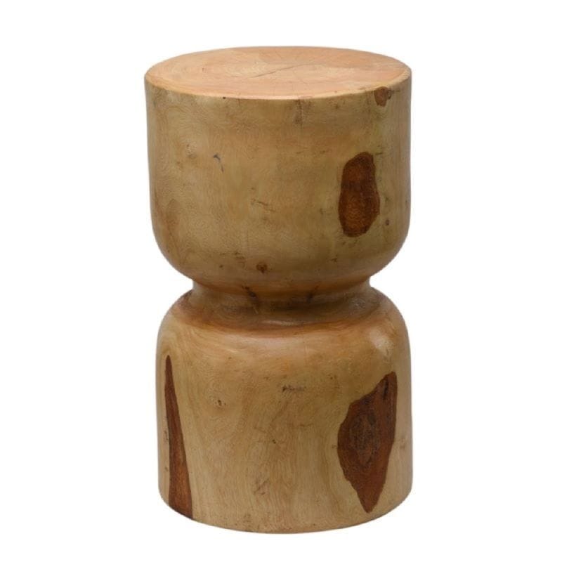Hour Glass Carved Log Stool Front