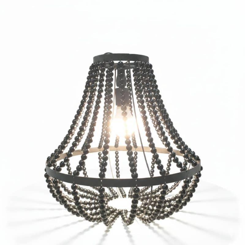 Ebony Beaded Chandelier with Light