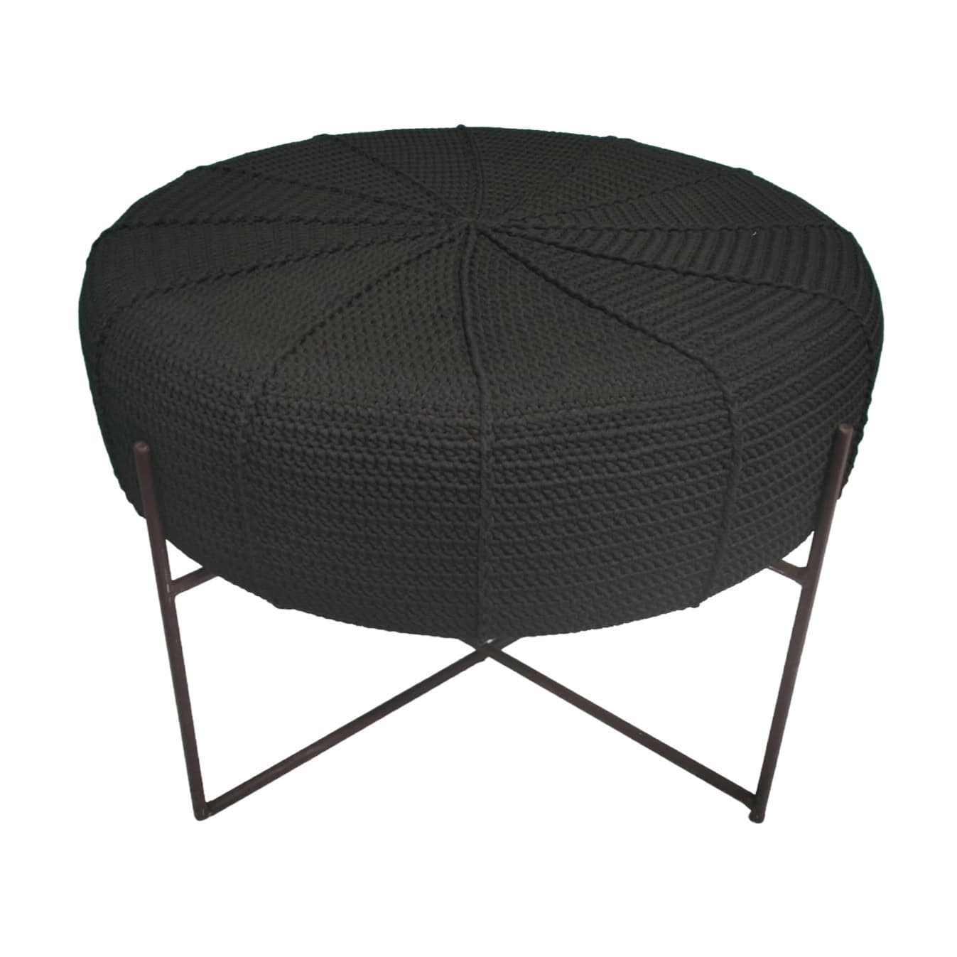 Woven Pouffe Black on Stand Kenya