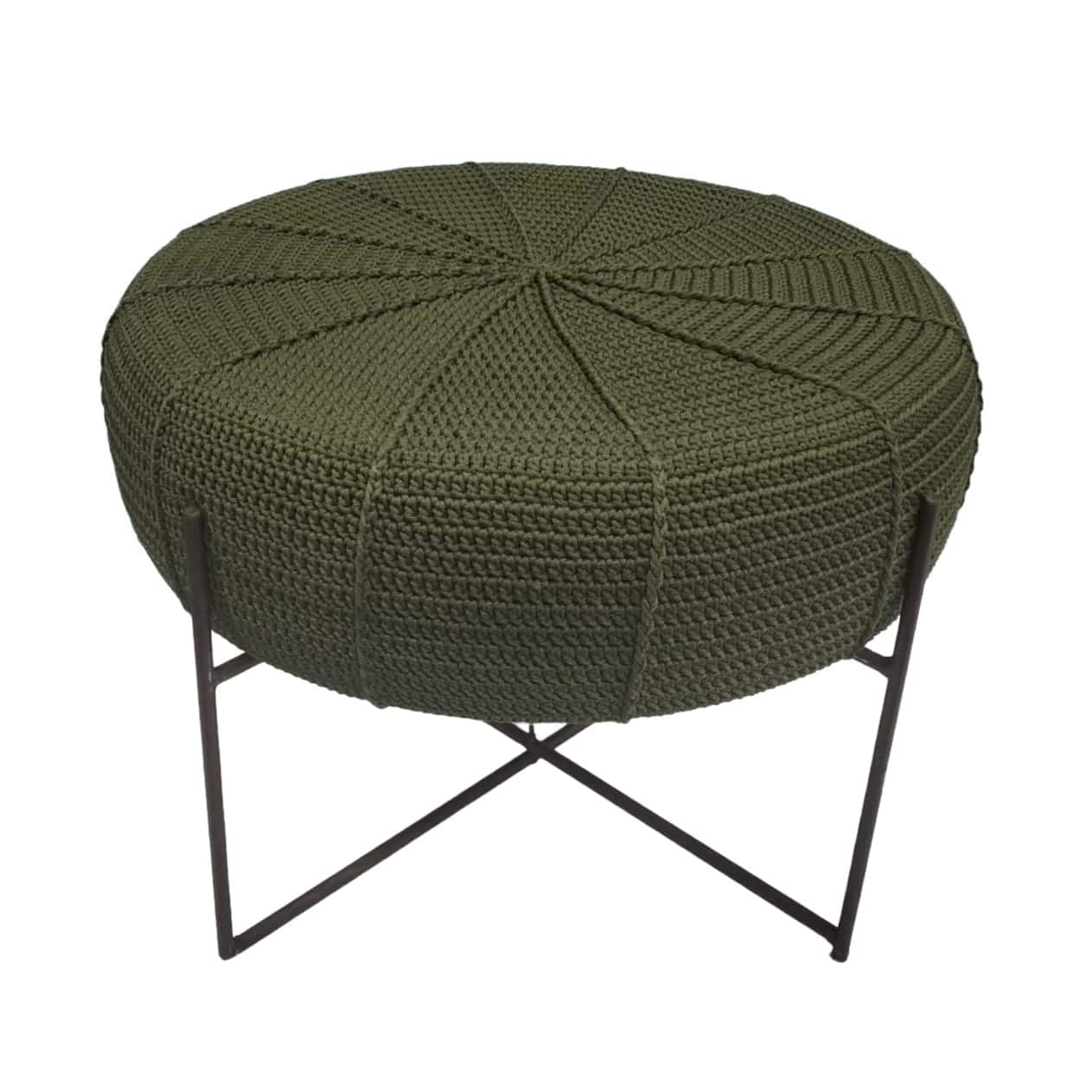 Woven Pouffe Green on Stand Kenya