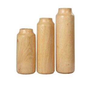Shufa Wooden Bottle Vases (Dia: 10 CM; Hgt (max): 18 CM)