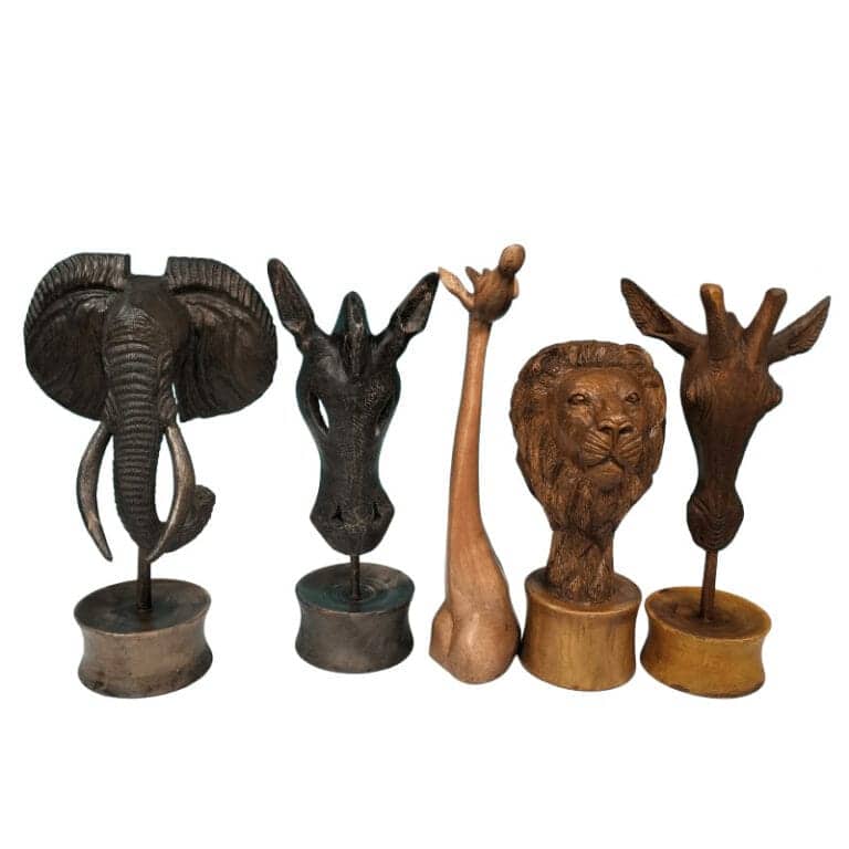 Wooden Wildlife Head Sculptures Kenya Lucidity