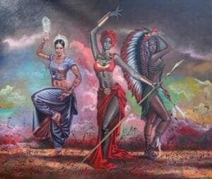 Mothers Of Nations Wall Painting (36H X 43W Inches )