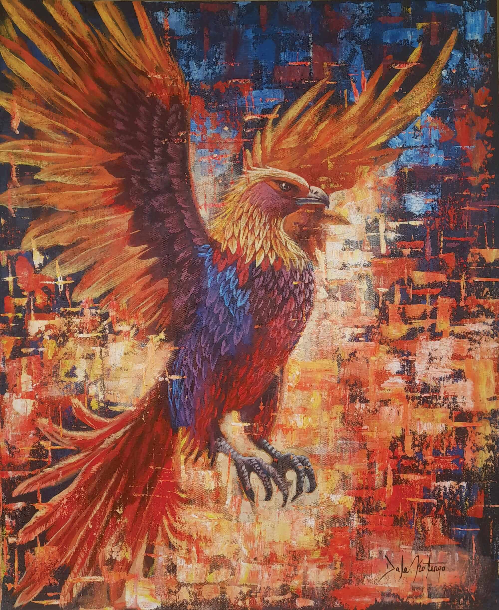 Phoenix Rising Painted Wall Decor