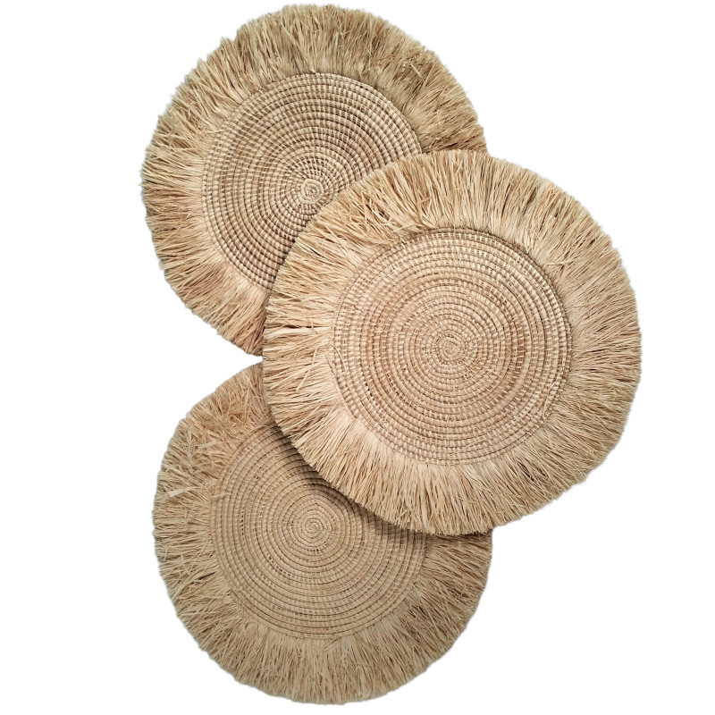 Buy Raffia Boho Fringe Placemats Kenya Nairobi from Lucidity Artisanals